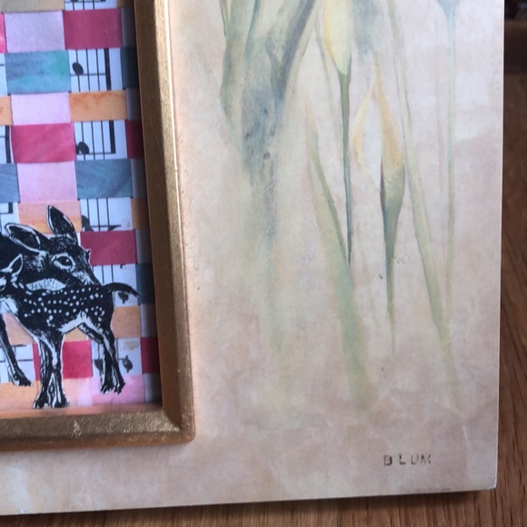 I Doe Love You Deer Framed Hand Woven Paper Vintage Children’s Collage Book Art - Picture 3 of 6